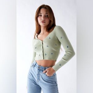 Pacsun L.A.Hearts Cropped Mushroom Embroidered Sweater